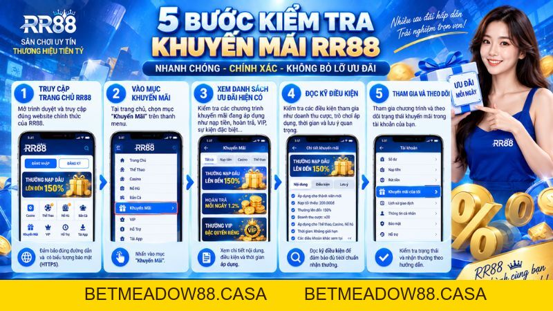 Khuyến Mãi RR88 – Ưu Đãi, Điều Kiện & Cách Kiểm Tra - BETMEADOW88