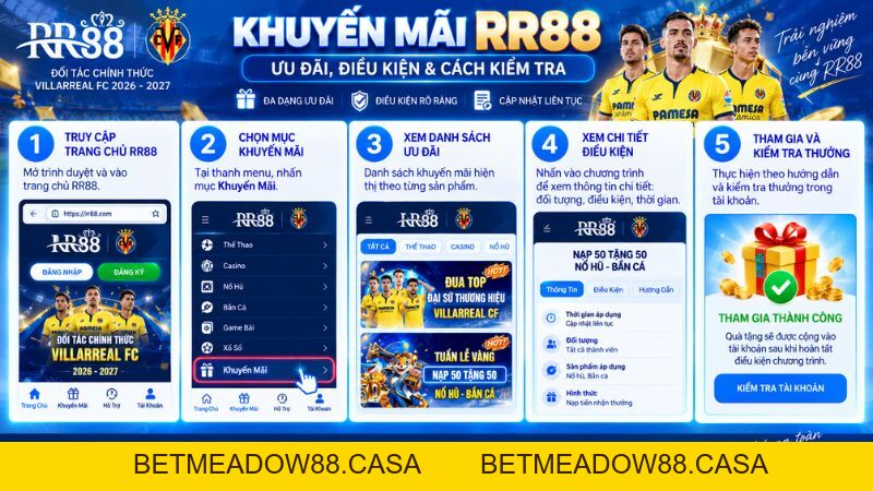 Khuyến Mãi RR88 – Ưu Đãi, Điều Kiện & Cách Kiểm Tra - BETMEADOW88
